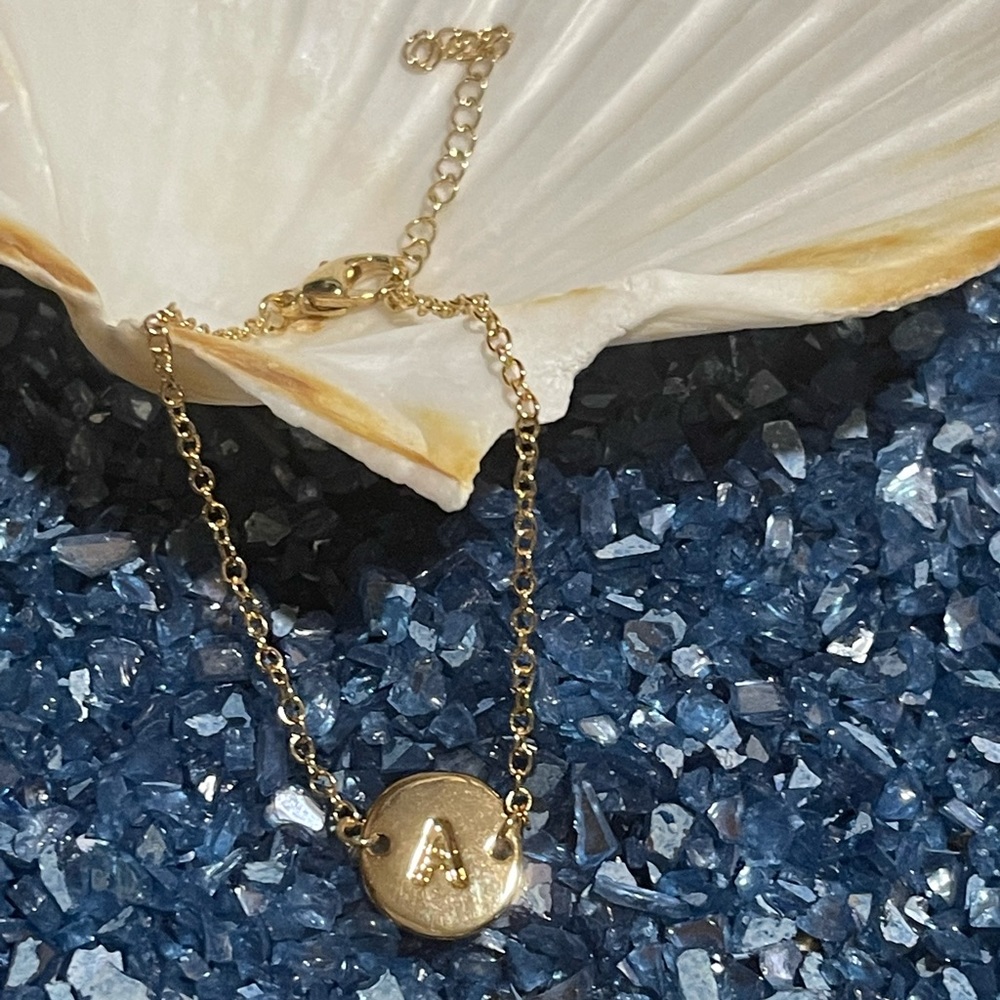 Initial “A” Gold Tone Chain Bracelet.